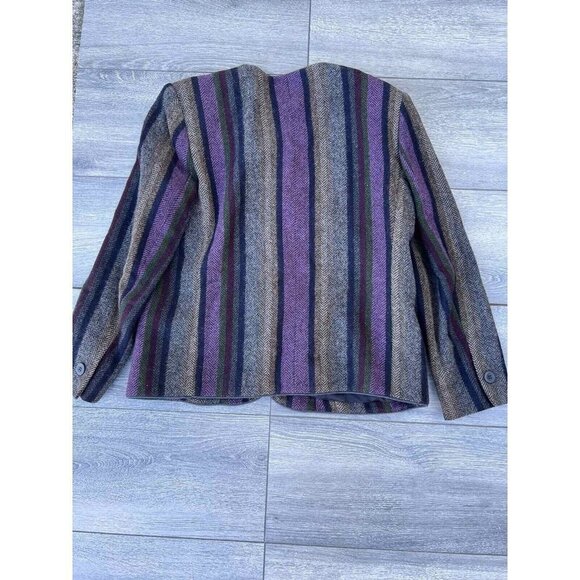 KASPER FOR A.S.L.  PETITE Wool Alpaca Blend Stripe women classic jacket Size 10 - Picture 12 of 12